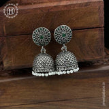 German Silver Plated Beaded Oxidized Earrings JH5669