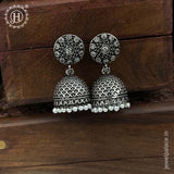 German Silver Plated Beaded Oxidized Earrings JH5669