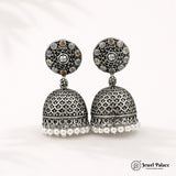 German Silver Plated Beaded Oxidized Earrings JH5669