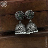 German Silver Plated Beaded Oxidized Earrings JH5669