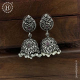 German Silver Plated Beaded Oxidized Earrings JH5671