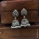 German Silver Plated Beaded Oxidized Earrings JH5671