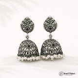 German Silver Plated Beaded Oxidized Earrings JH5671