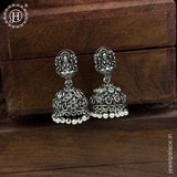 German Silver Plated Beaded Oxidized Earrings JH5672