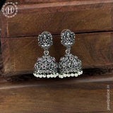 German Silver Plated Beaded Oxidized Earrings JH5672