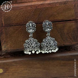 German Silver Plated Beaded Oxidized Earrings JH5672