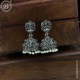 German Silver Plated Beaded Oxidized Earrings JH5672