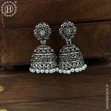 German Silver Plated Beaded Oxidized Earrings JH5674
