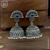 German Silver Plated Beaded Oxidized Earrings JH5675