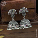 German Silver Plated Beaded Oxidized Earrings JH5675