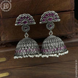 German Silver Plated Beaded Oxidized Earrings JH5675