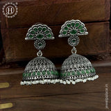 German Silver Plated Beaded Oxidized Earrings JH5675