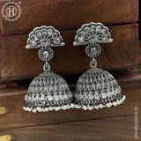 German Silver Plated Beaded Oxidized Earrings JH5675