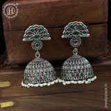 German Silver Plated Beaded Oxidized Earrings JH5675