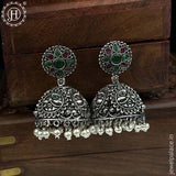 German Silver Plated Beaded Oxidized Earrings JH5676