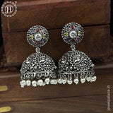 German Silver Plated Beaded Oxidized Earrings JH5676