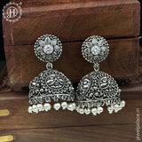 German Silver Plated Beaded Oxidized Earrings JH5676
