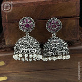 German Silver Plated Beaded Oxidized Earrings JH5676