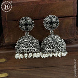 German Silver Plated Beaded Oxidized Earrings JH5676