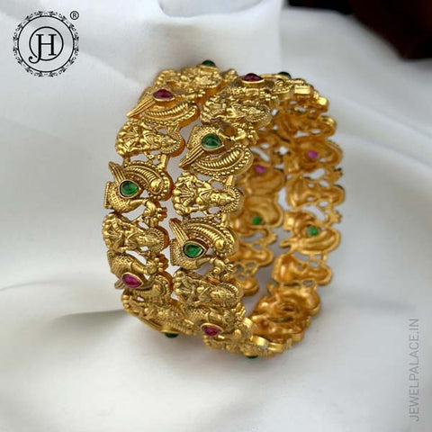 Traditional Gold Plated Kemps Stone Beautiful Bangles Set JH5679