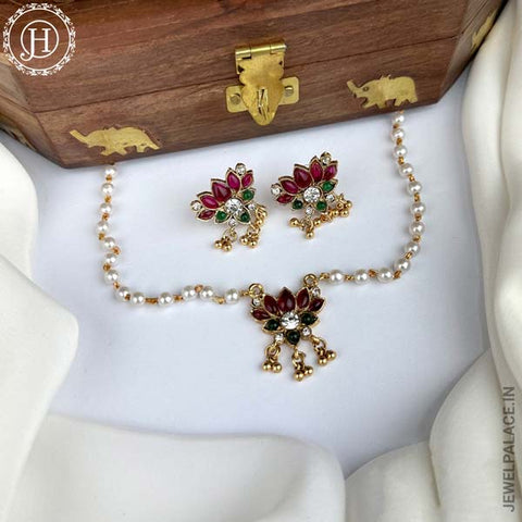 Elegant Gold Finish kemps Stone Temple Necklace JH5768