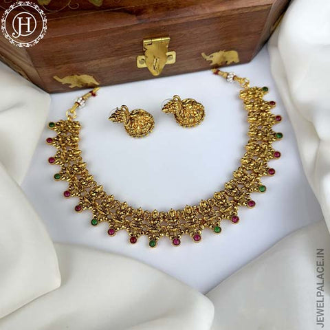 Elegant Gold Finish kemps Stone Temple Necklace JH5771