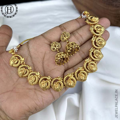 Elegant Gold Finish kemps Stone Temple Necklace JH5773