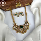 Elegant Gold Finish kemps Stone Temple Necklace JH5774