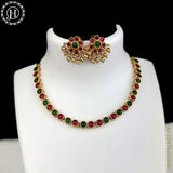 Beautiful Gold Finish With Kemps Stone Designer Necklace Set JH5777