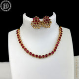 Beautiful Gold Finish With Kemps Stone Designer Necklace Set JH5777
