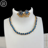 Beautiful Gold Finish With Kemps Stone Designer Necklace Set JH5777