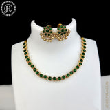 Beautiful Gold Finish With Kemps Stone Designer Necklace Set JH5777