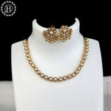 Beautiful Gold Finish With Kemps Stone Designer Necklace Set JH5777