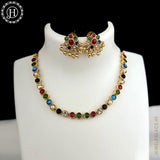 Beautiful Gold Finish With Kemps Stone Designer Necklace Set JH5777