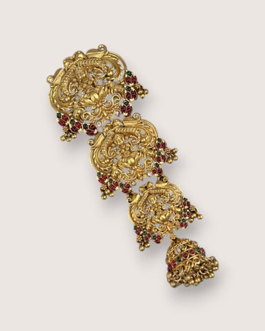 Exclusive Gold Plated Kemps Stone Pearls Traditional Jadai Billai JH5779