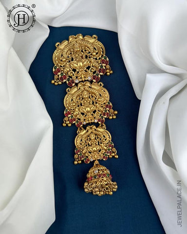 Exclusive Gold Plated Kemps Stone Pearls Traditional Jadai Billai JH5779
