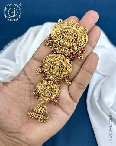 Exclusive Gold Plated Kemps Stone Pearls Traditional Jadai Billai JH5779