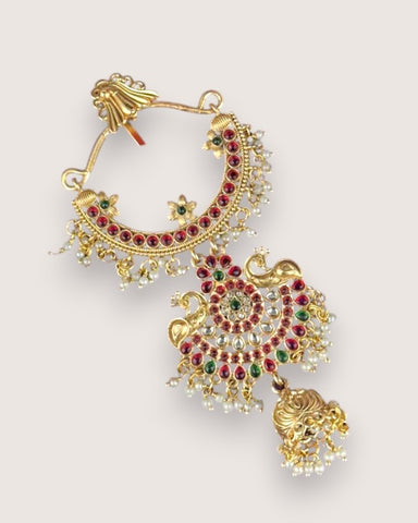 Exclusive Gold Plated Kemps Stone Pearls Traditional Jadai Billai JH5780