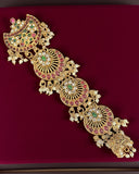 Exclusive Gold Plated Kemps Stone Pearls Traditional Jadai Billai JH5782