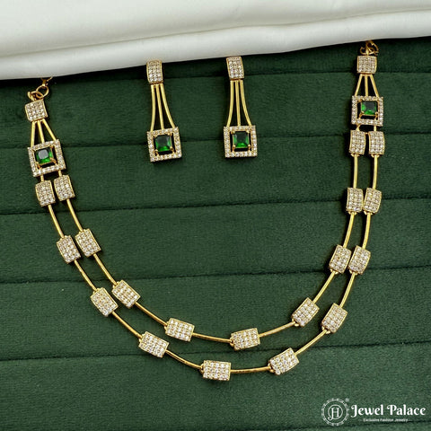 Beautiful High Quality Gold Plated Brass Temple Necklace Set JH5791