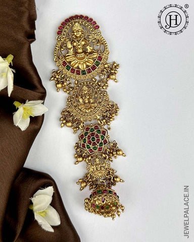 Exclusive Gold Plated Kemps Stone Pearls Traditional Jadai Billai JH5797
