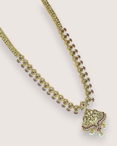 Beautiful Gold Plated Kemp Stones Temple Haram Set JH5799
