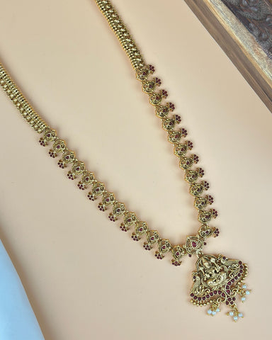 Beautiful Gold Plated Kemp Stones Temple Haram Set JH5799