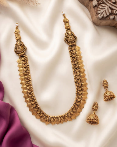 Beautiful Gold Plated Kemp Stones Temple Haram Set JH5800