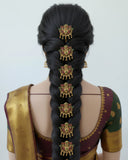 Traditional South Indian Jadai Billai Set of 9 Pcs Hair Pins JH5806