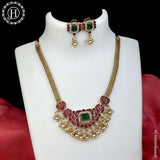 Elegant Gold Finish kemps Stone Temple Necklace JH5774
