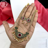 Elegant Gold Finish kemps Stone Temple Necklace JH5774