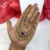 Elegant Gold Finish kemps Stone Temple Necklace JH5774