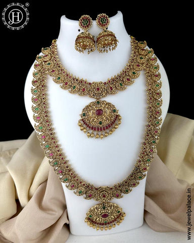 Exclusive Gold Plated South Indian Traditional Combo Jewellery Set JH5838