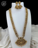 Beautiful Gold Finish Kemp Stone Temple Haram Set JH5847